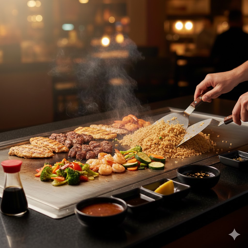 Fresh ingredients on the hibachi